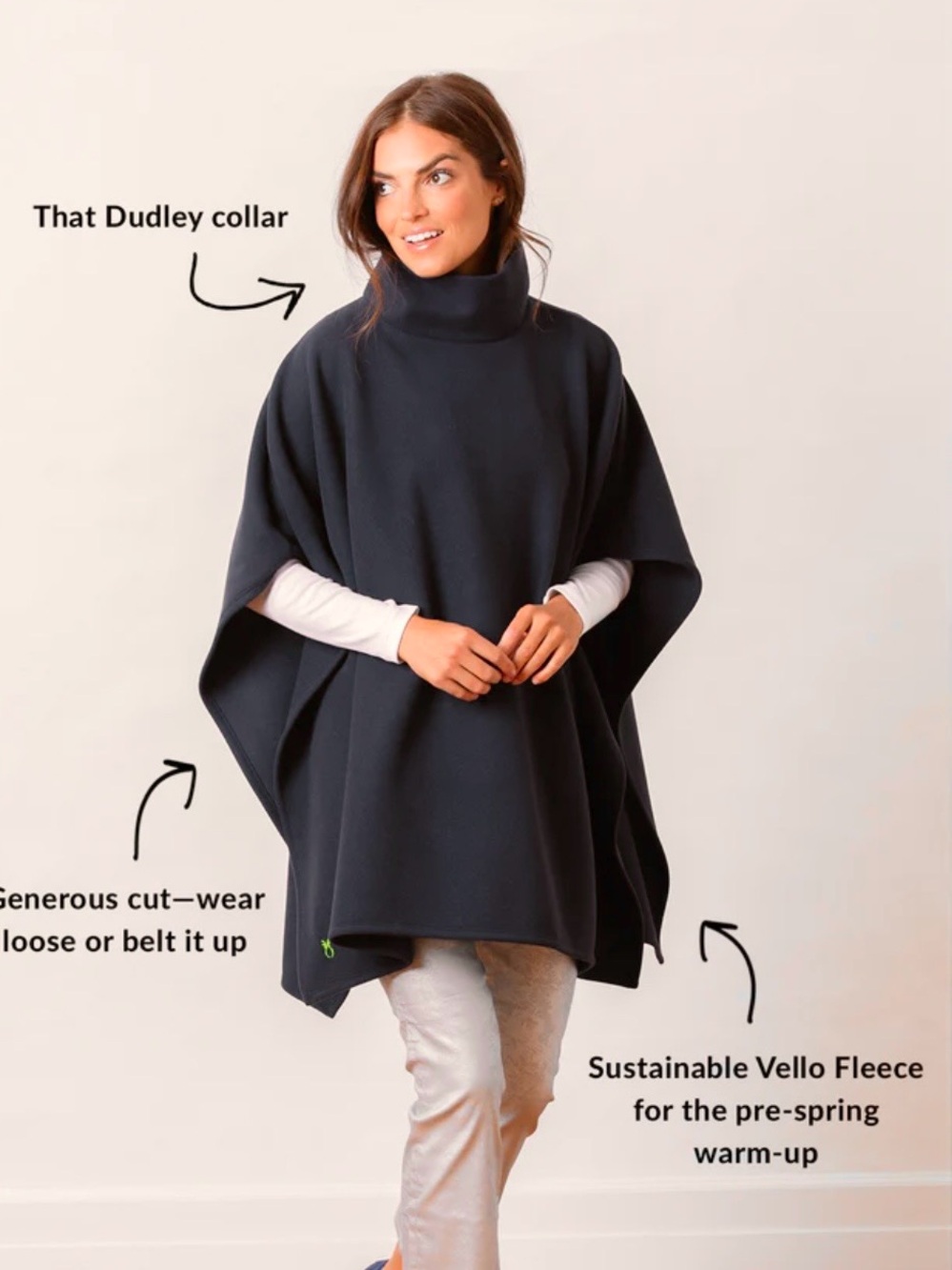 Dudley Stephens Parsonage Poncho Vello Fleece Charcoal Gray